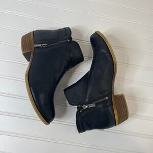 Lucky Brand Women’s Basel Black Leather Pull on Flat Bootie Size 8.5